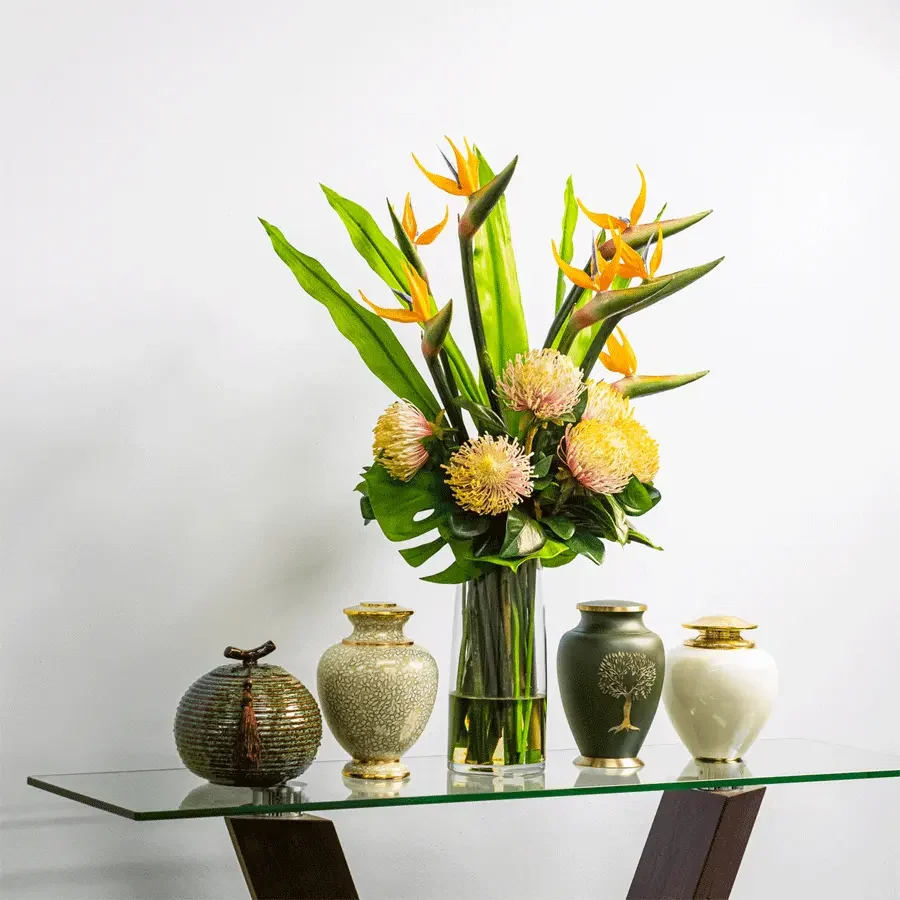 Urns and flowers
